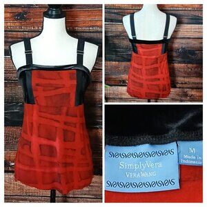 Simply Vera Wang Top M Rayon Cami Adjustable Strap Velvet Trim